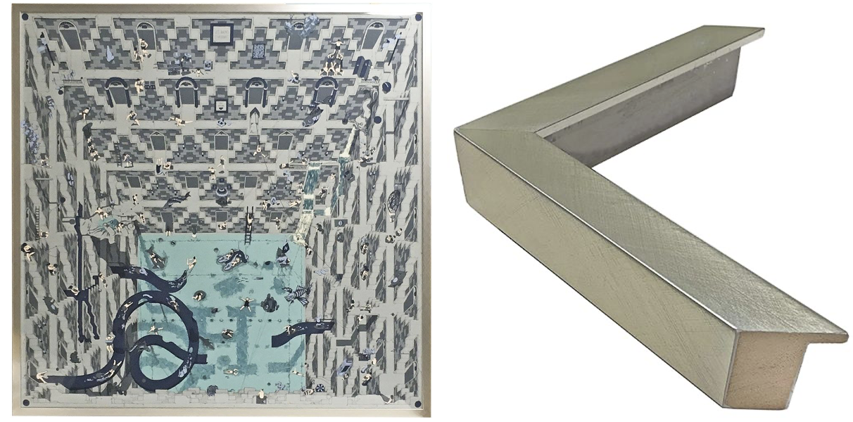 シンプルな形状に、筋模様でシャープな印象を高めたフレーム