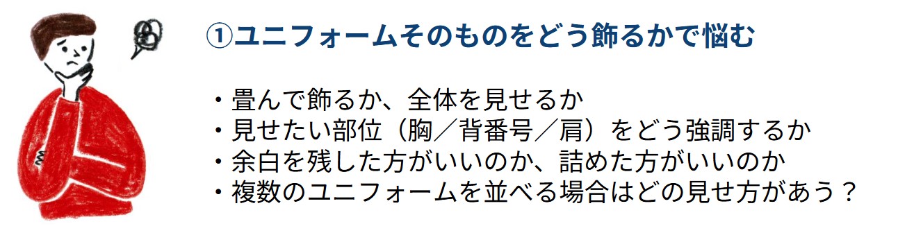ユニフォームをどう飾るか悩む